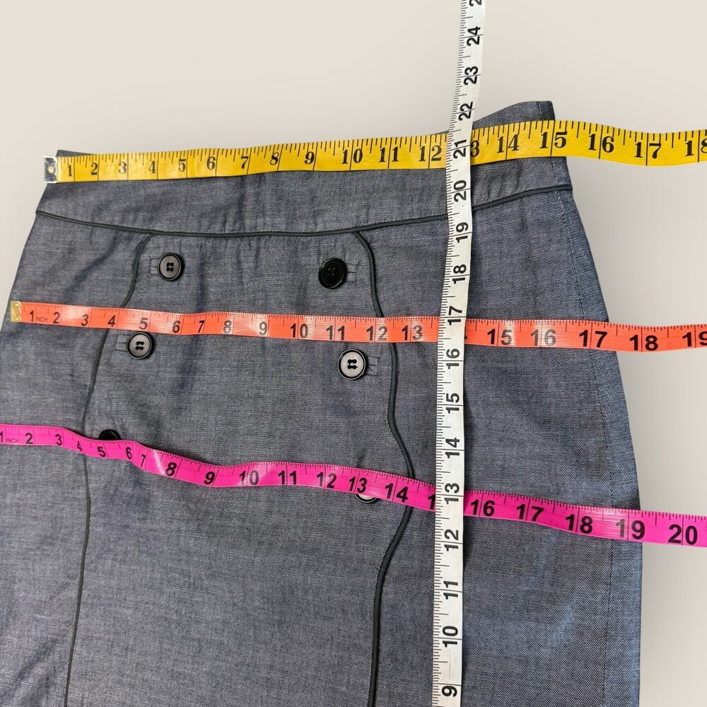 Anthropologie Cidra Pencil Skirt Casual Sailor Double Buttons Slit Gray Lined - Picture 6 of 7